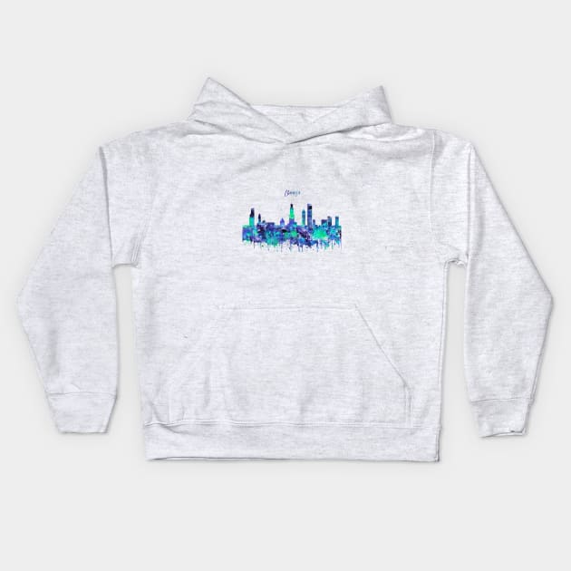 Chicago skyline Kids Hoodie by RosaliArt